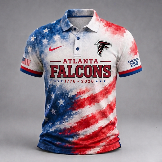 LIMITED EDITION - NEW CUSTOMIZED NFL18 ATF ATLANTA FALCONS USA 250TH ANNIVERSARY POLO SHIRT, ZIP POLO SHIRT & T-SHIRTS