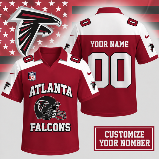 HOT DEAL - NEW CUSTOMIZED NFL18 ATF ATLANTA FALCONS POLO SHIRT