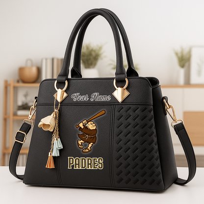 LIMITED EDITION - NEW CUSTOMIZED MLB18 SDP SD PADRES ZIP HANDBAG MULTICOLOR