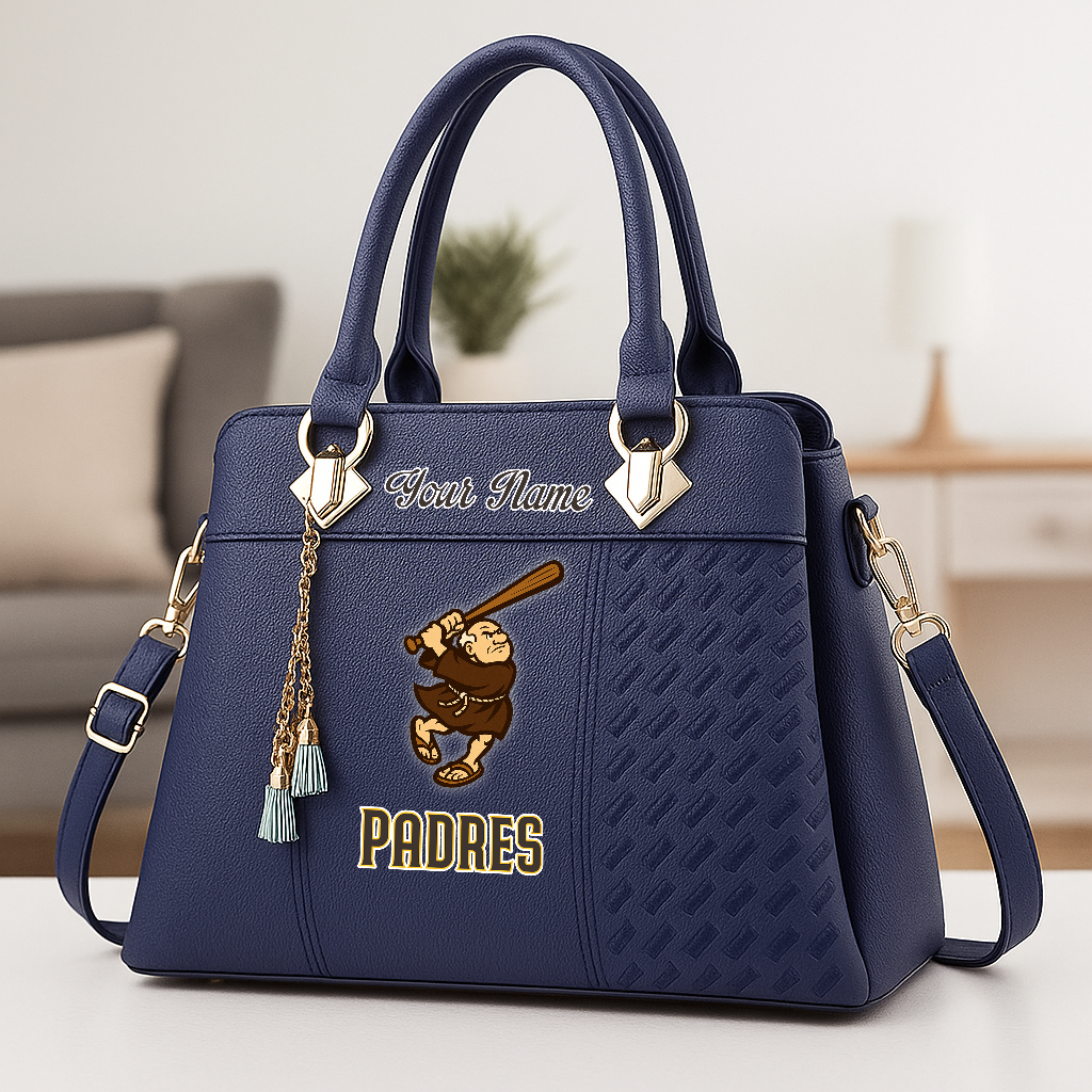 LIMITED EDITION - NEW CUSTOMIZED MLB18 SDP SD PADRES ZIP HANDBAG MULTICOLOR