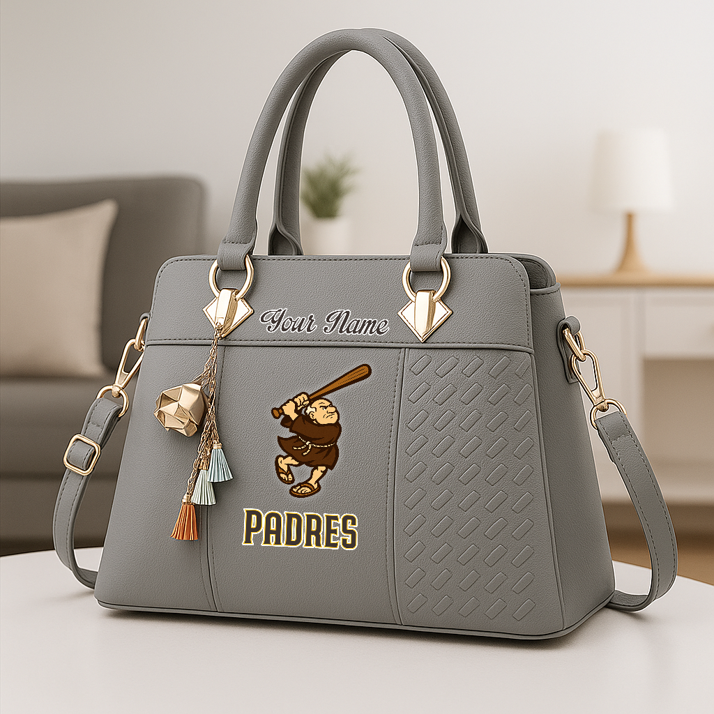 LIMITED EDITION - NEW CUSTOMIZED MLB18 SDP SD PADRES ZIP HANDBAG MULTICOLOR