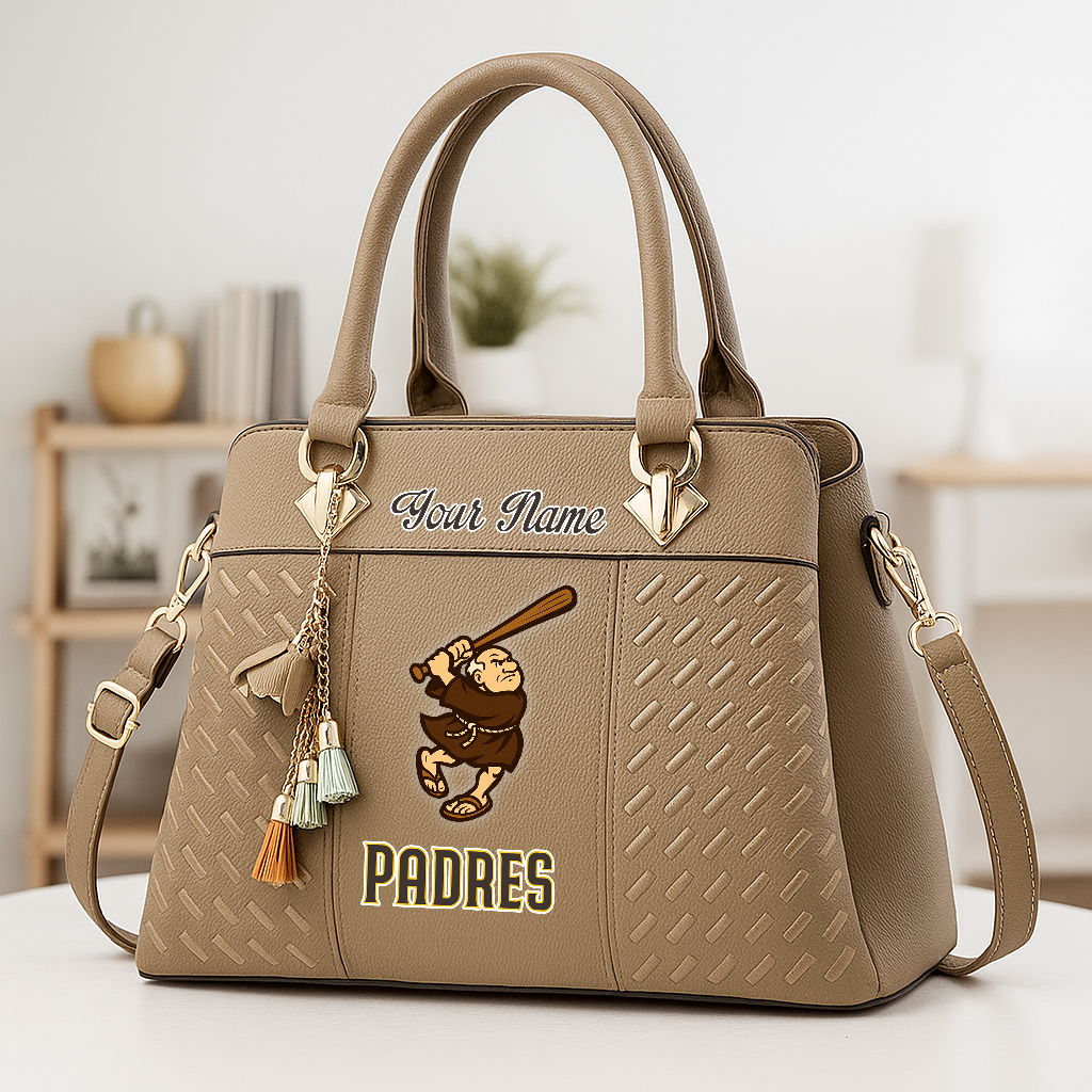 LIMITED EDITION - NEW CUSTOMIZED MLB18 SDP SD PADRES ZIP HANDBAG MULTICOLOR