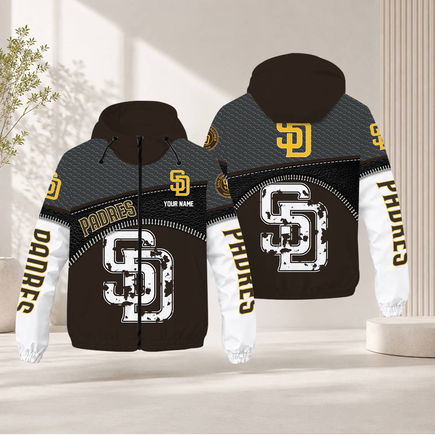 FINAL SALE - NEW CUSTOMIZED MLB18 SDP SAN DIEGO PADRES WINDBREAKER JACKET