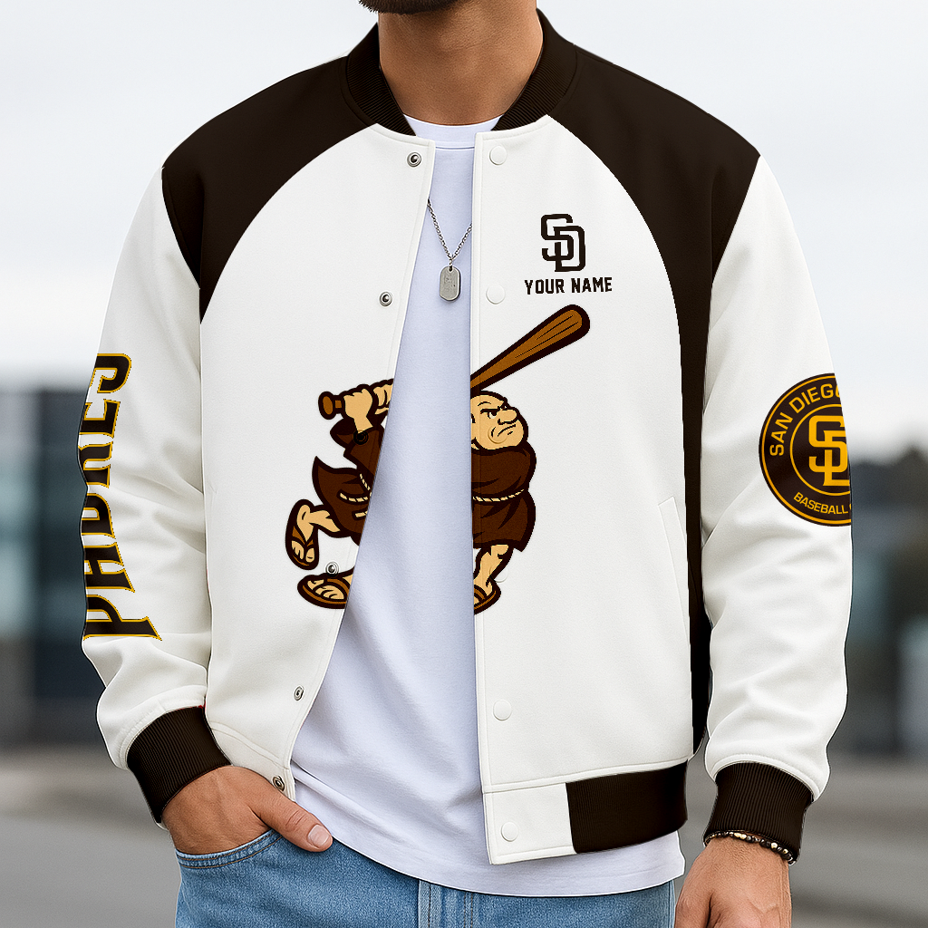 LIMITED EDITION - NEW CUSTOMIZED MLB18 SDP SD PADRES BASEBALL JACKET, SATIN VARSITY JACKET