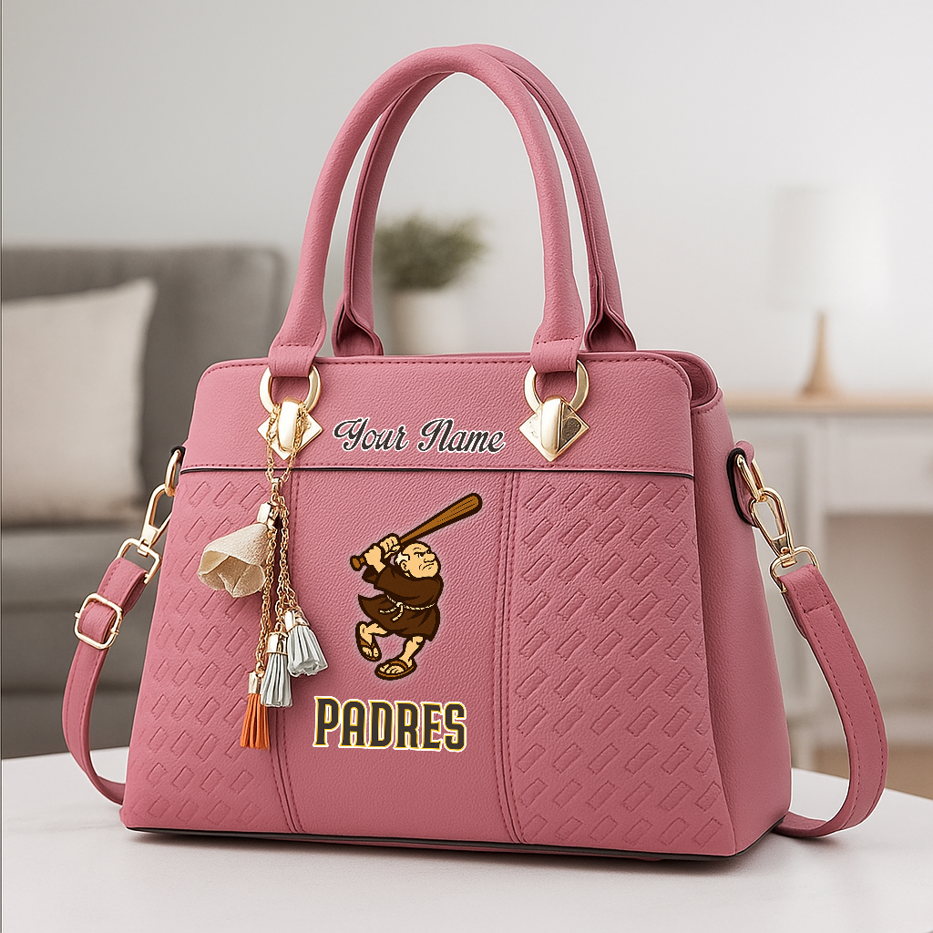 LIMITED EDITION - NEW CUSTOMIZED MLB18 SDP SD PADRES ZIP HANDBAG MULTICOLOR