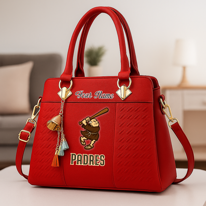 LIMITED EDITION - NEW CUSTOMIZED MLB18 SDP SD PADRES ZIP HANDBAG MULTICOLOR