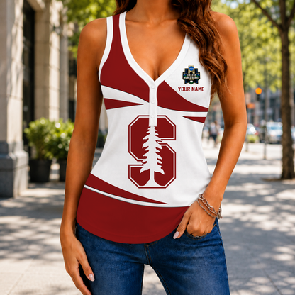 LIMITED EDITION - NEW CUSTOMIZED NCAA CWS18 STC STANFORD CARDINAL WOMEN'S V-NECK TANK TOP