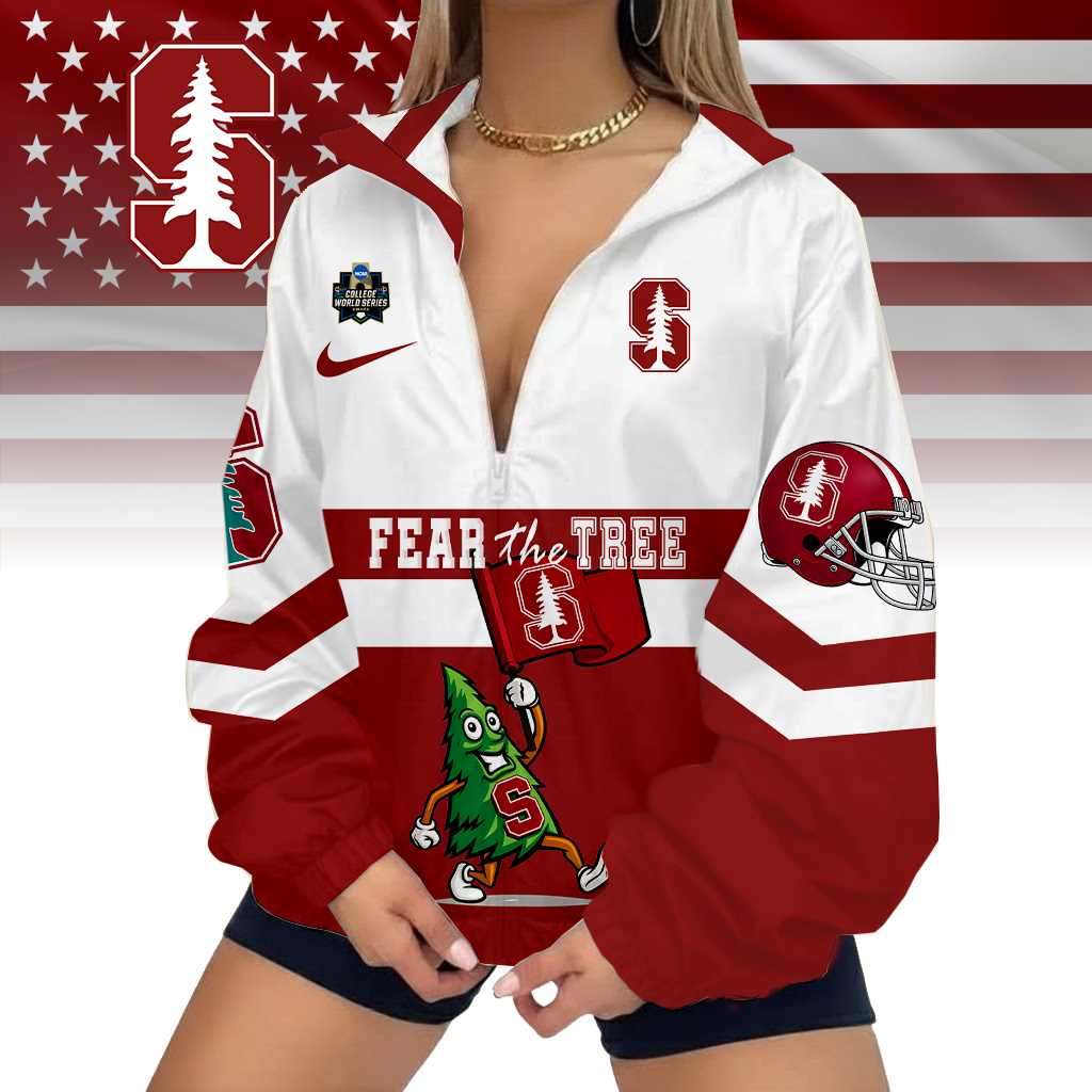 LIMITED EDITION - NEW CUSTOMIZED COLLEGE WORLD SERIES NCAA18 STANFORD CARDINAL V-NECK ZIPPER SWEATSHIRT JACKET