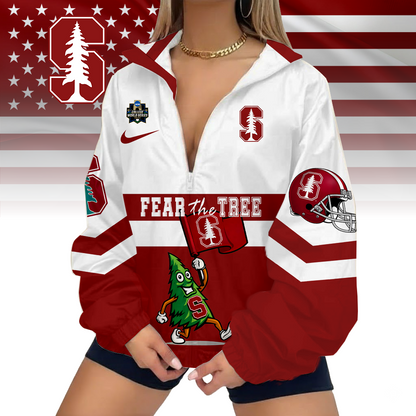 LIMITED EDITION - NEW CUSTOMIZED COLLEGE WORLD SERIES NCAA18 STANFORD CARDINAL V-NECK ZIPPER SWEATSHIRT JACKET