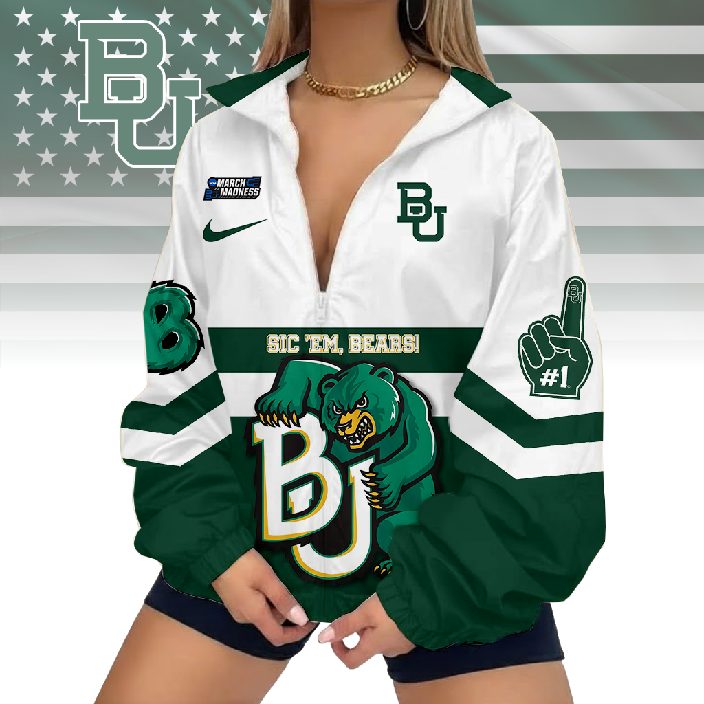LIMITED EDITION - NEW CUSTOMIZED MAM NCAA18 BAB BA BEARS V-NECK ZIPPER JACKET