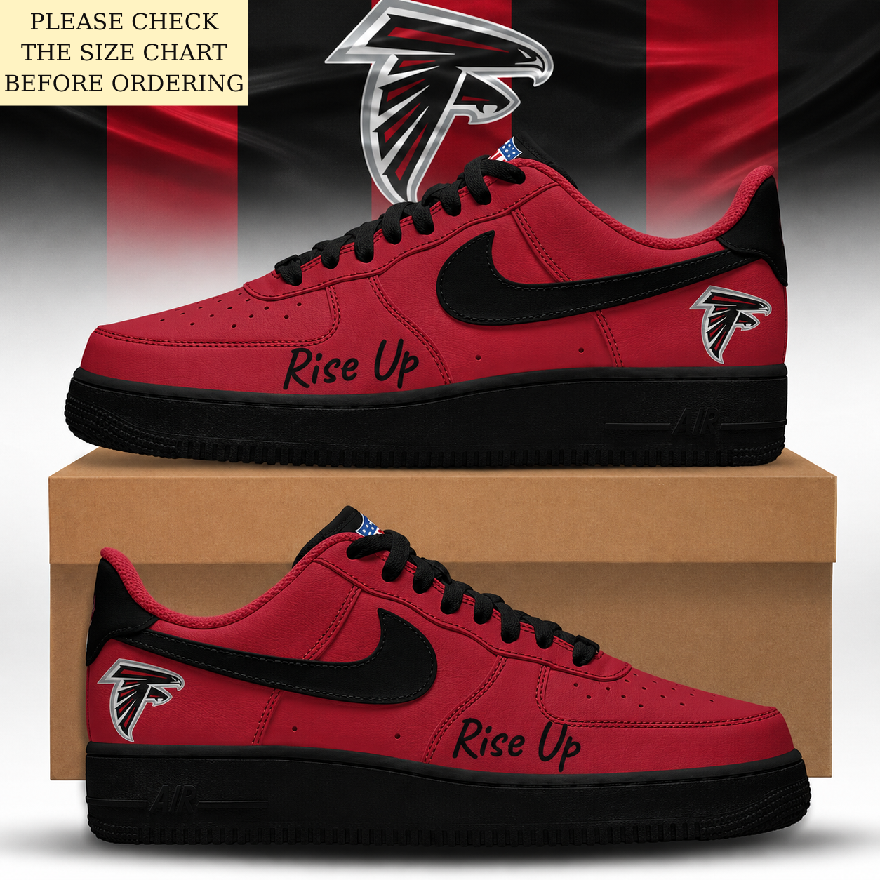 HOT DEAL - NEW CUSTOMIZED NFL18 ATF ATLANTA FALCONS AF1 SHOES