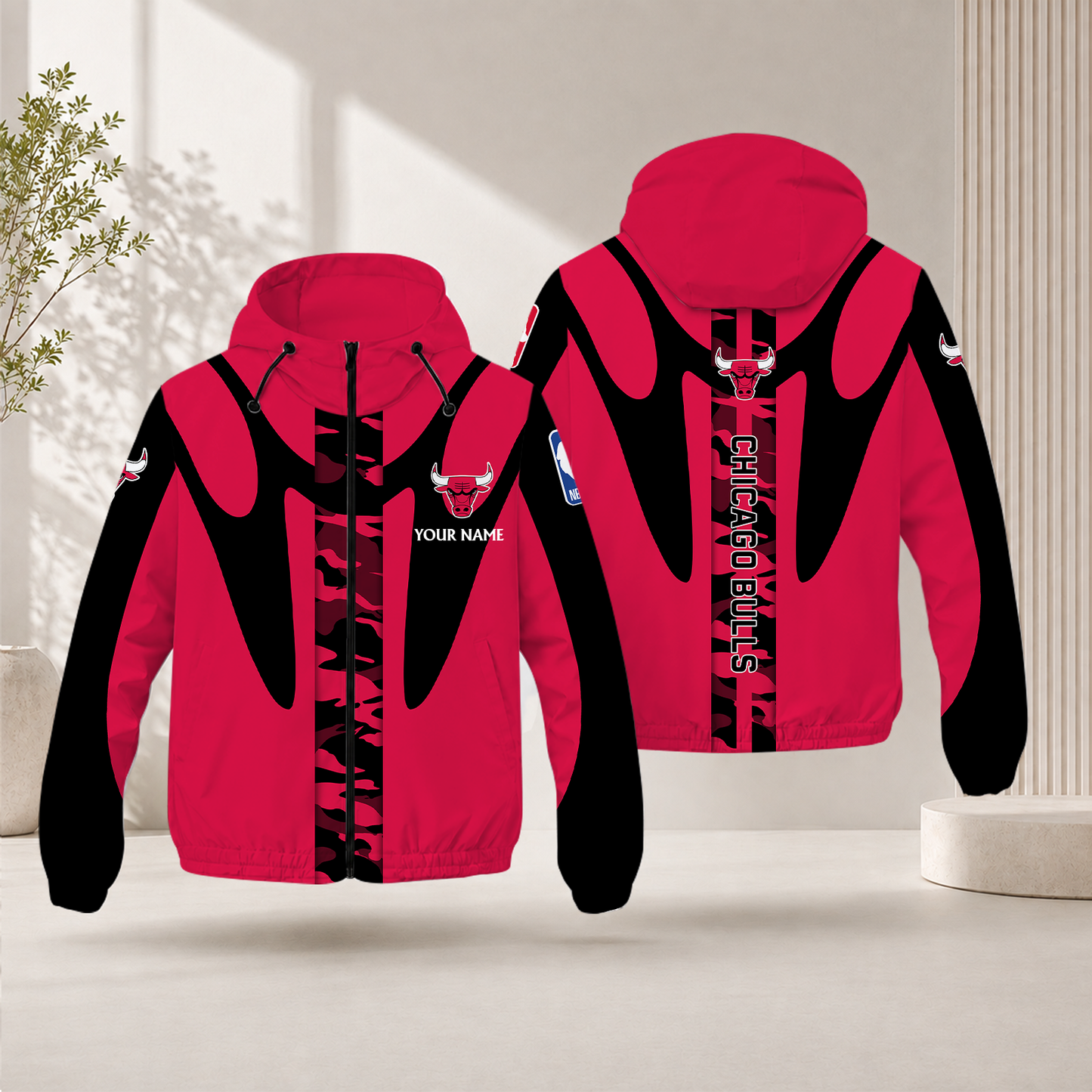 FINAL SALE - NEW CUSTOMIZED NBA19 CBU CHICAGO BULLS WINDBREAKER JACKET