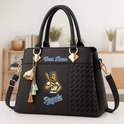 LIMITED EDITION - NEW CUSTOMIZED MLB19 KCR KC ROYALS ZIP HANDBAG MULTICOLOR