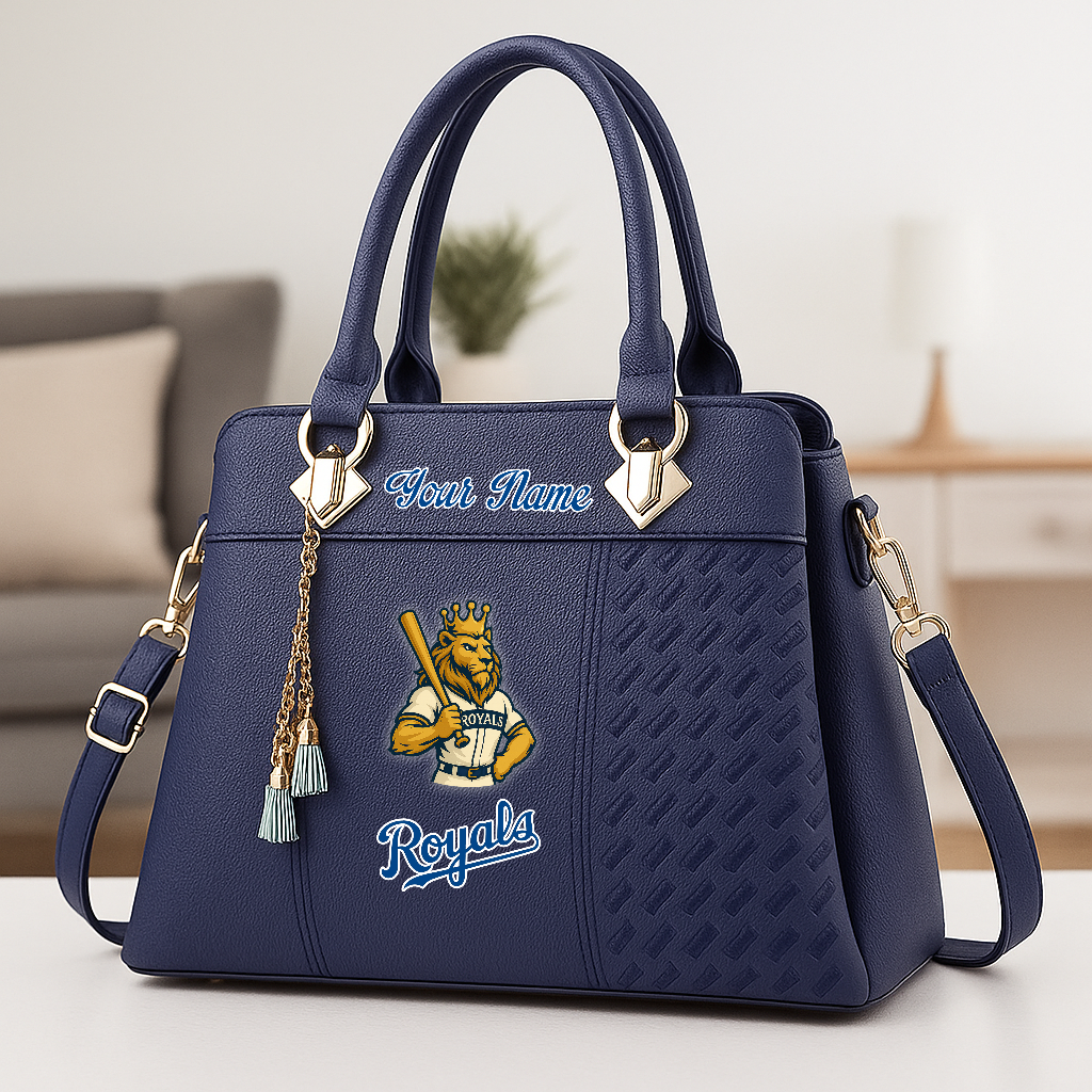 LIMITED EDITION - NEW CUSTOMIZED MLB19 KCR KC ROYALS ZIP HANDBAG MULTICOLOR
