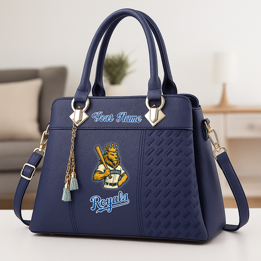 LIMITED EDITION - NEW CUSTOMIZED MLB19 KCR KC ROYALS ZIP HANDBAG MULTICOLOR