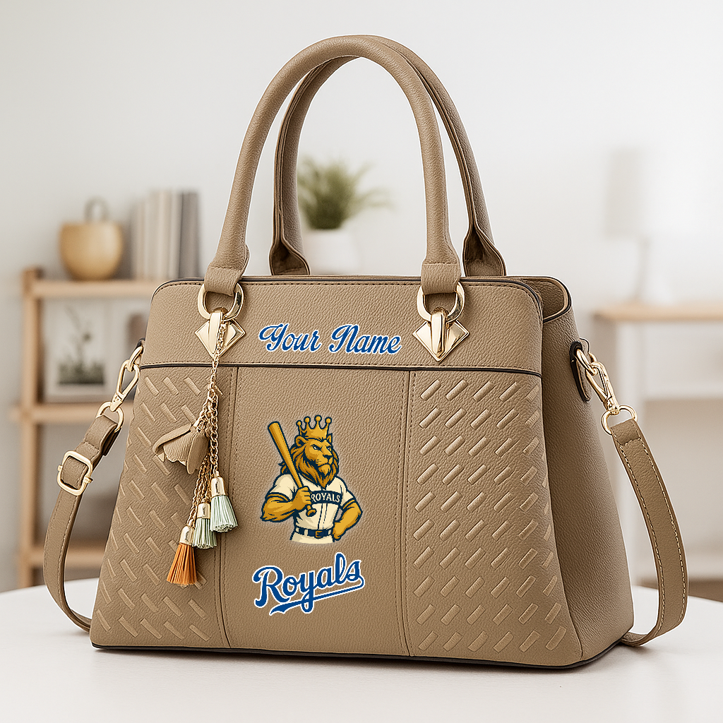LIMITED EDITION - NEW CUSTOMIZED MLB19 KCR KC ROYALS ZIP HANDBAG MULTICOLOR
