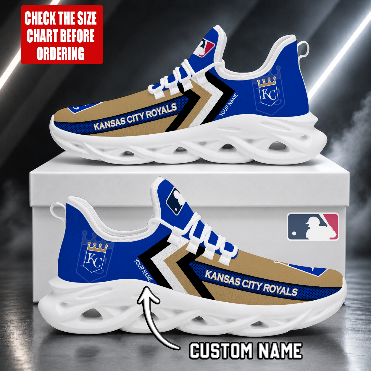 FINAL SALE - NEW CUSTOMIZED MLB19 KCR KANSAS CITY ROYALS MAX SOUL SHOES