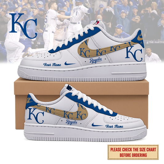 FINAL SALE - NEW CUSTOMIZED MLB19 KCR KANSAS CITY ROYALS AF1 SHOES
