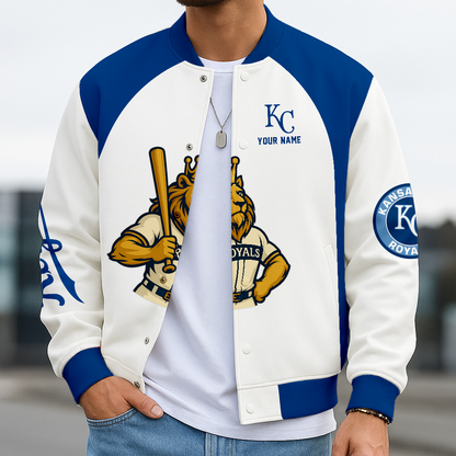 LIMITED EDITION - NEW CUSTOMIZED MLB19 KCR KC ROYALS BASEBALL JACKET, SATIN VARSITY JACKET