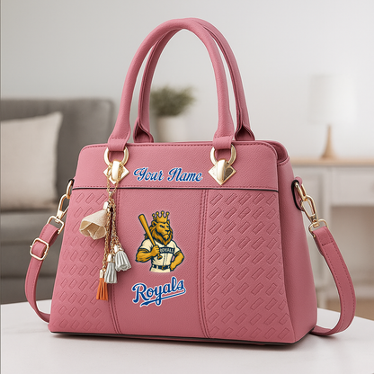 LIMITED EDITION - NEW CUSTOMIZED MLB19 KCR KC ROYALS ZIP HANDBAG MULTICOLOR