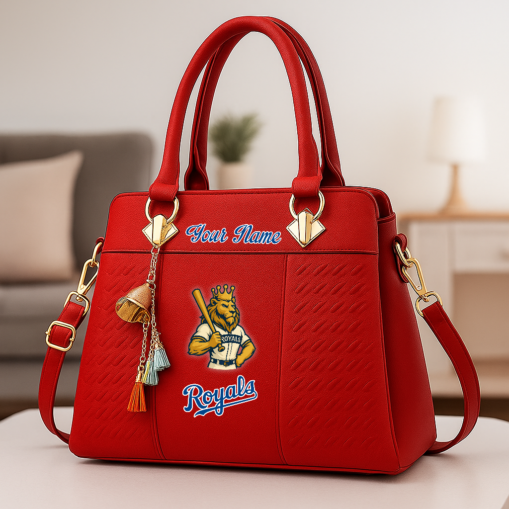 LIMITED EDITION - NEW CUSTOMIZED MLB19 KCR KC ROYALS ZIP HANDBAG MULTICOLOR