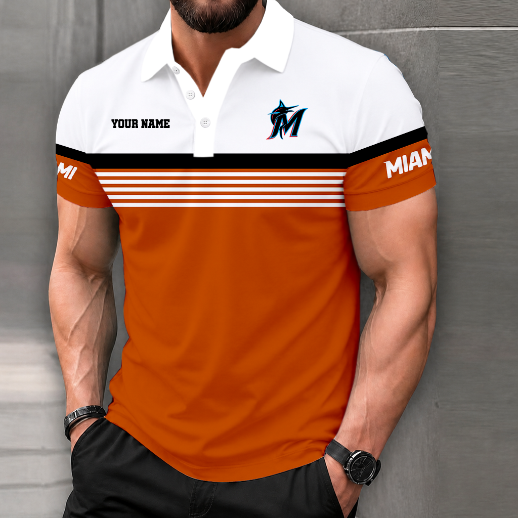 LIMITED EDITION - NEW CUSTOMIZED MLB20 MMS MIAMI MARLINS POLO SHIRT