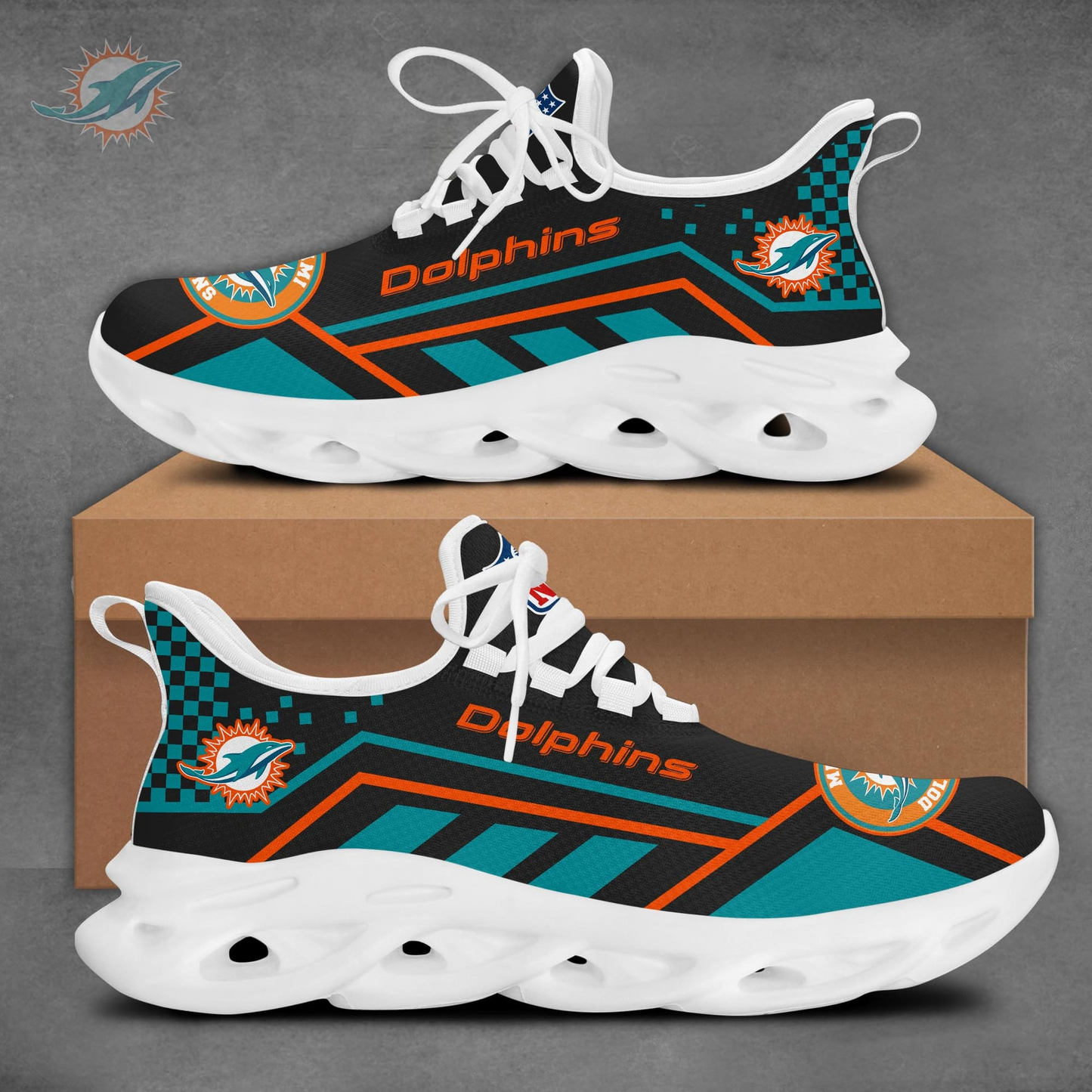 LIMITED EDITION - NEW CUSTOMIZED NFL19 MDP MIAMI DOLPHINS MAX SOUL SHOES