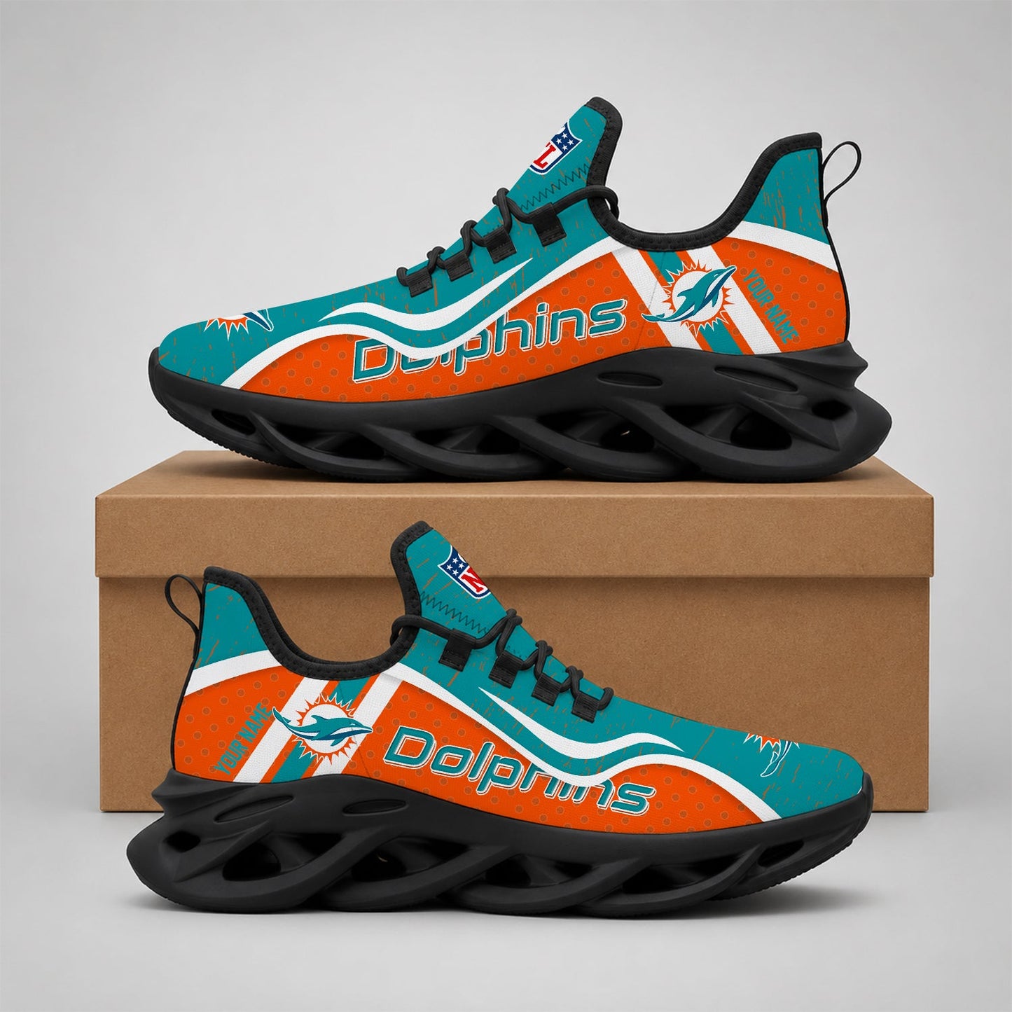 LIMITED EDITION - NEW CUSTOMIZED NFL19 MDP MIAMI DOLPHINS MAX SOUL SHOES