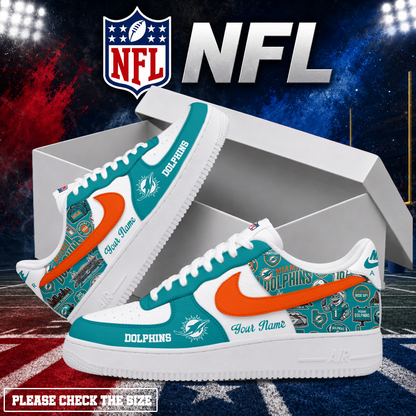 FINAL SALE - NEW CUSTOMIZED NFL19 MDP MIAMI DOLPHINS AF1 SHOES