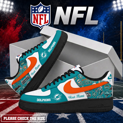 FINAL SALE - NEW CUSTOMIZED NFL19 MDP MIAMI DOLPHINS AF1 SHOES