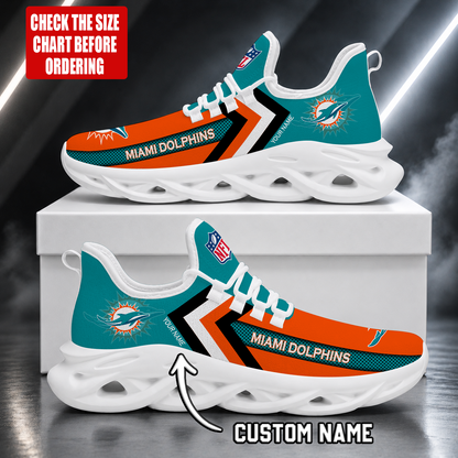 FINAL SALE - NEW CUSTOMIZED NFL19 MDP MIAMI DOLPHINS UNISEX MAX SOUL SHOES