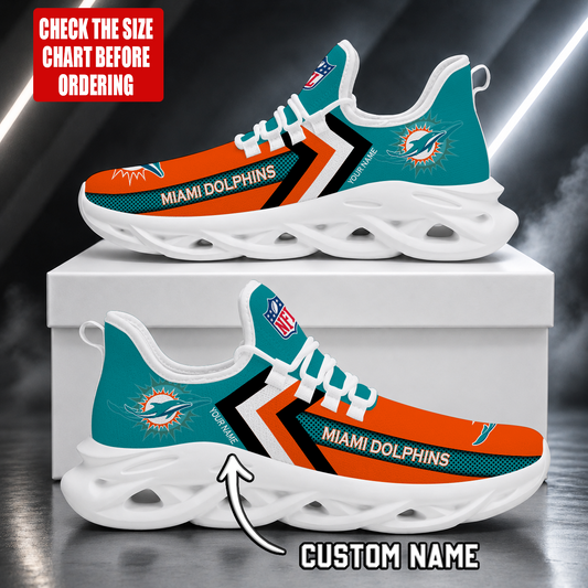 FINAL SALE - NEW CUSTOMIZED NFL19 MDP MIAMI DOLPHINS UNISEX MAX SOUL SHOES