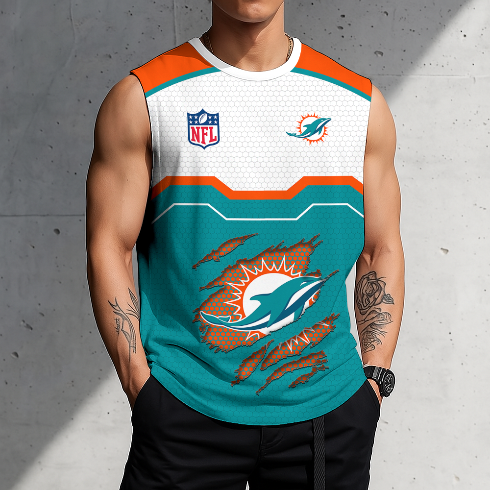 FINAL SALE - NEW CUSTOMIZED NFL19 MDP MIAMI DOLPHINS MEN'S GYM SHIRT