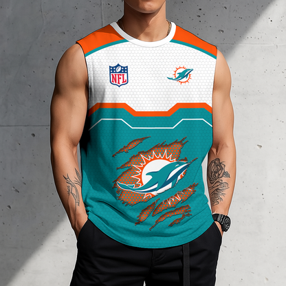 FINAL SALE - NEW CUSTOMIZED NFL19 MDP MIAMI DOLPHINS MEN'S GYM SHIRT