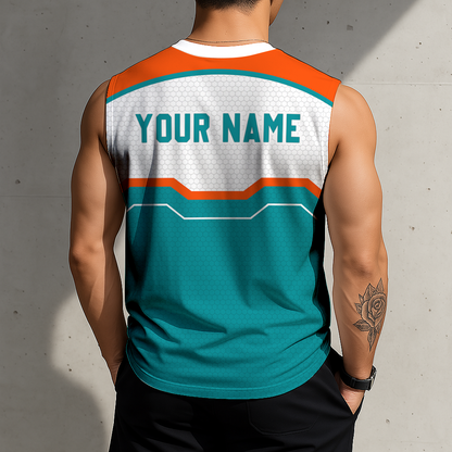 FINAL SALE - NEW CUSTOMIZED NFL19 MDP MIAMI DOLPHINS MEN'S GYM SHIRT