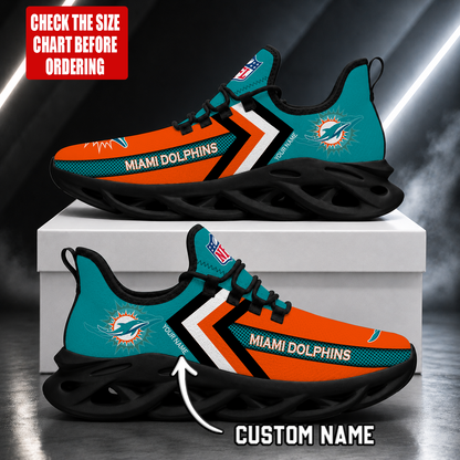 FINAL SALE - NEW CUSTOMIZED NFL19 MDP MIAMI DOLPHINS UNISEX MAX SOUL SHOES