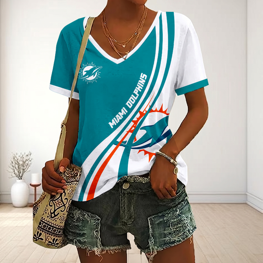LIMITED EDITION - NEW CUSTOMIZED NFL19 MDP MIAMI DOLPHINS V-NECK FEMALE SHIRT