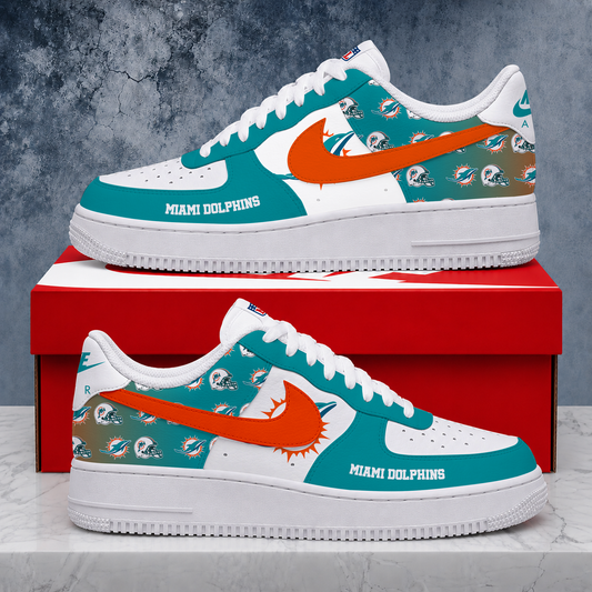 FINAL SALE - NEW CUSTOMIZED NFL19 MDP MIAMI DOLPHINS AF1 SHOES