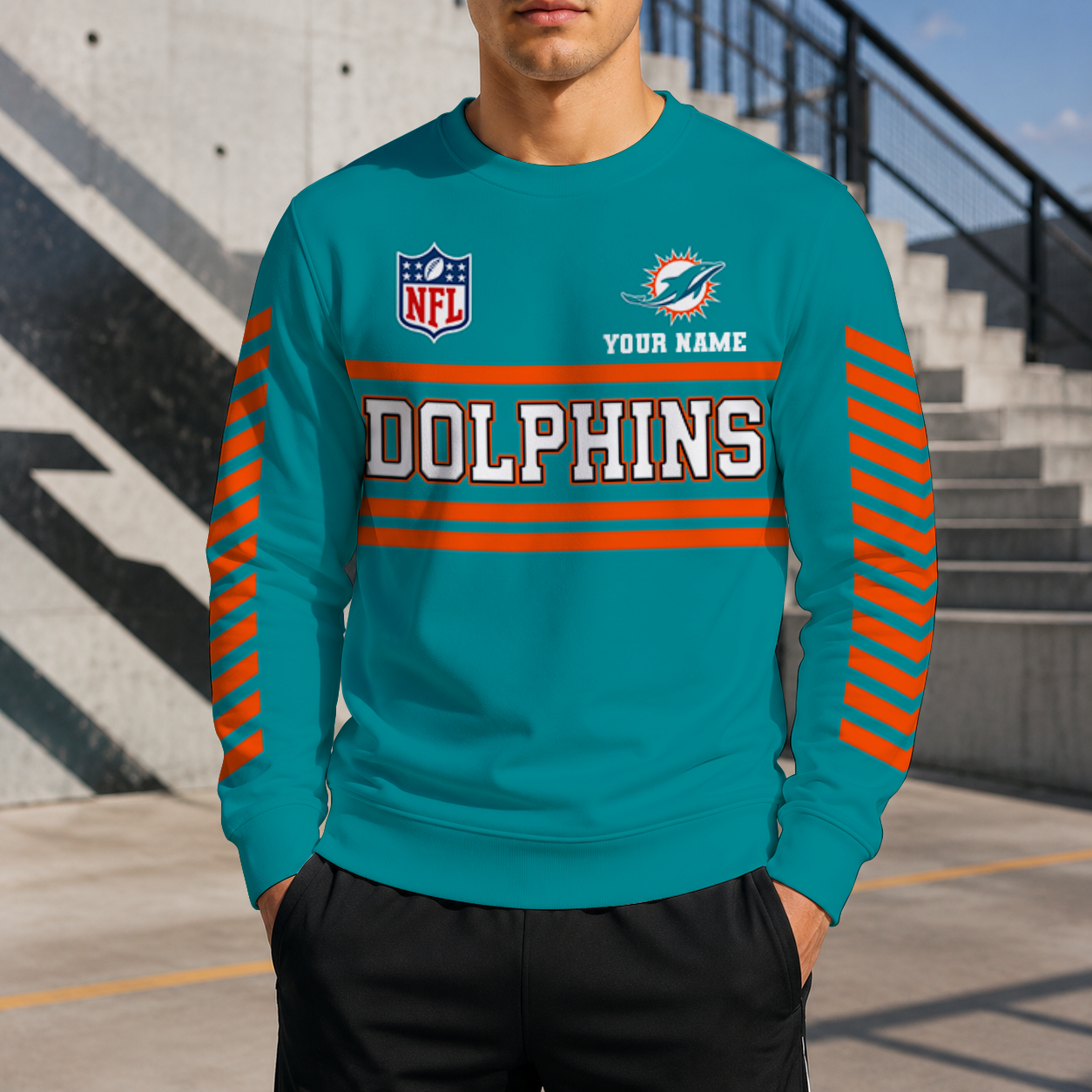 FINAL SALE - NEW CUSTOMIZED NFL19 MDP MIAMI DOLPHINS UNISEX SWEATSHIRT