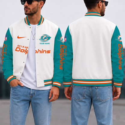 SPECIAL EDITION - NEW CUSTOMIZED NFL19 MDP MIAMI DOLPHINS SATIN VARSITY & BASEBALL JACKET