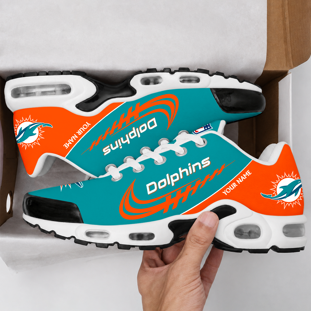 FLASH SALE - NEW CUSTOMIZED NFL19 MDP MIAMI DOLPHINS AIR MAX PLUS SNEAKERS