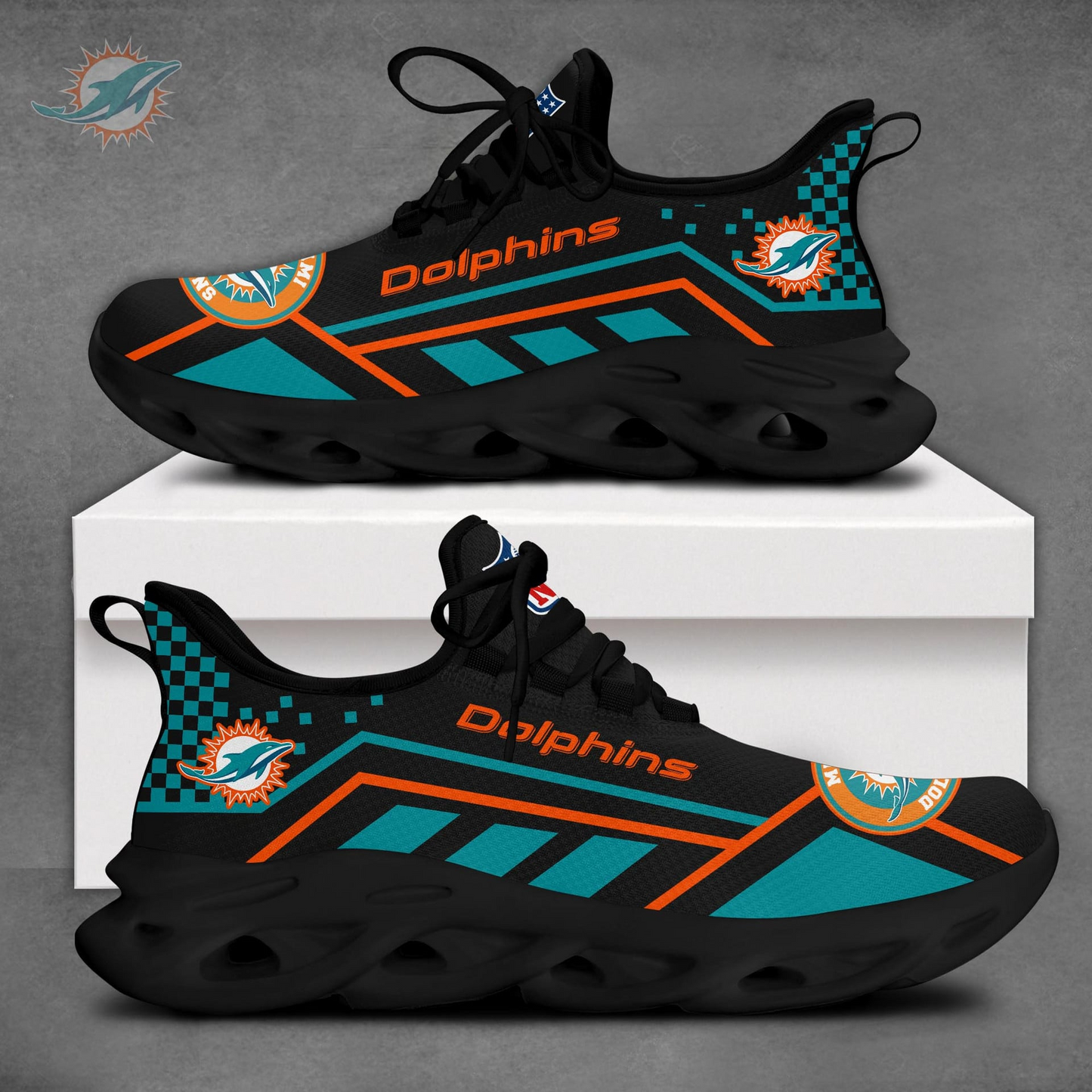 LIMITED EDITION - NEW CUSTOMIZED NFL19 MDP MIAMI DOLPHINS MAX SOUL SHOES