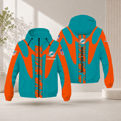 FLASH SALE - NEW CUSTOMIZED NFL19 MDP MIAMI DOLPHINS WINDBREAKER JACKET
