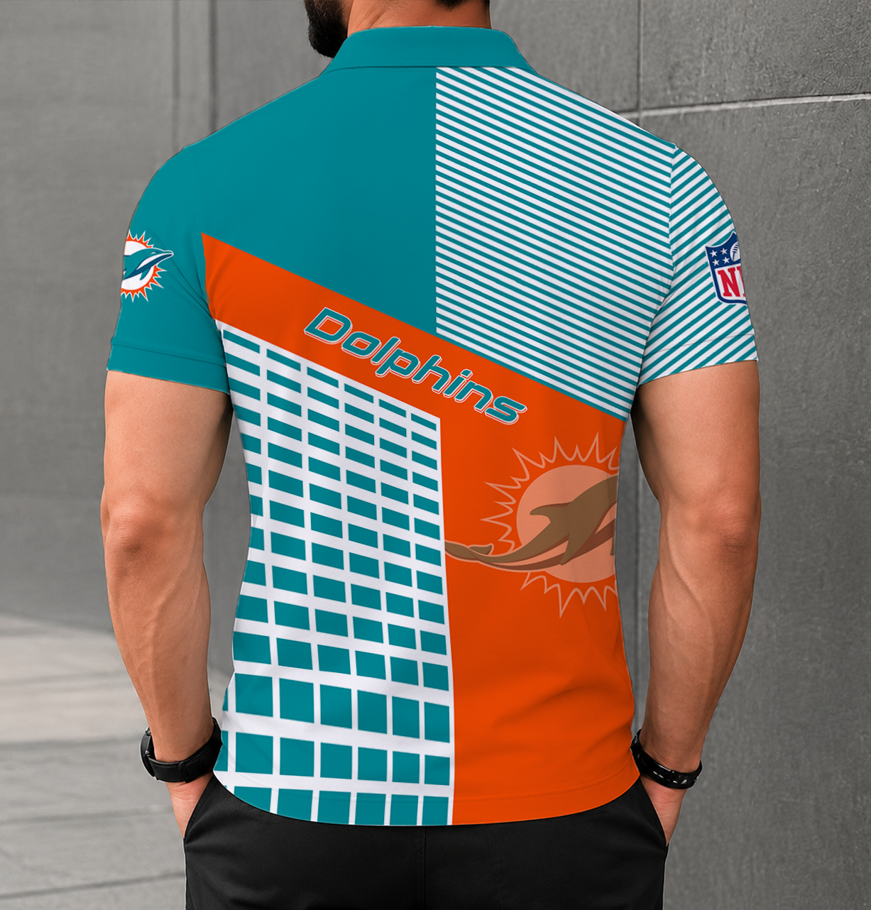 FINAL SALE - NEW CUSTOMIZED NFL19 MDP MIAMI DOLPHINS POLO SHIRT