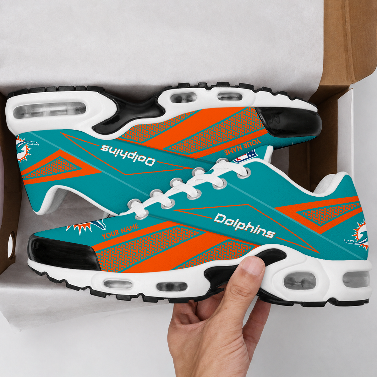 LIMITED EDITION - NEW CUSTOMIZED NFL19 MDP MIAMI DOLPHINS AIR MAX PLUS SNEAKERS