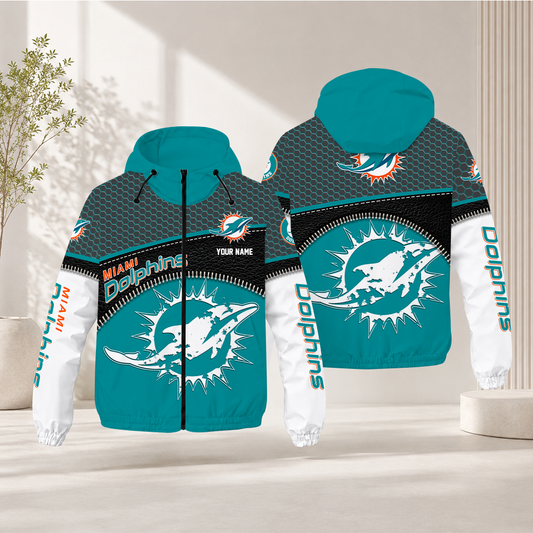 HOT DEAL - NEW CUSTOMIZED NFL19 MDP MIAMI DOLPHINS WINDBREAKER JACKET