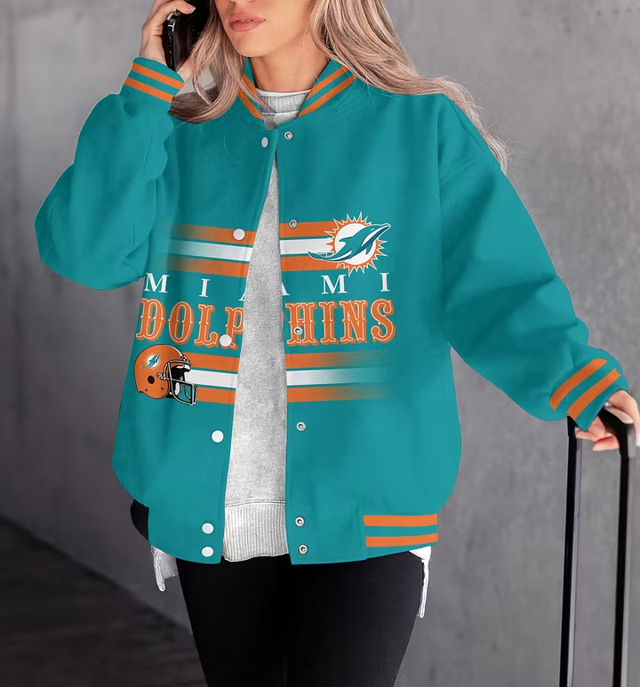 FINAL SALE - NEW CUSTOMIZED NFL19 MDP MIAMI DOLPHINS SATIN VARSITY & BASEBALL JACKET