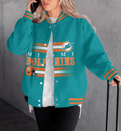 FINAL SALE - NEW CUSTOMIZED NFL19 MDP MIAMI DOLPHINS SATIN VARSITY & BASEBALL JACKET
