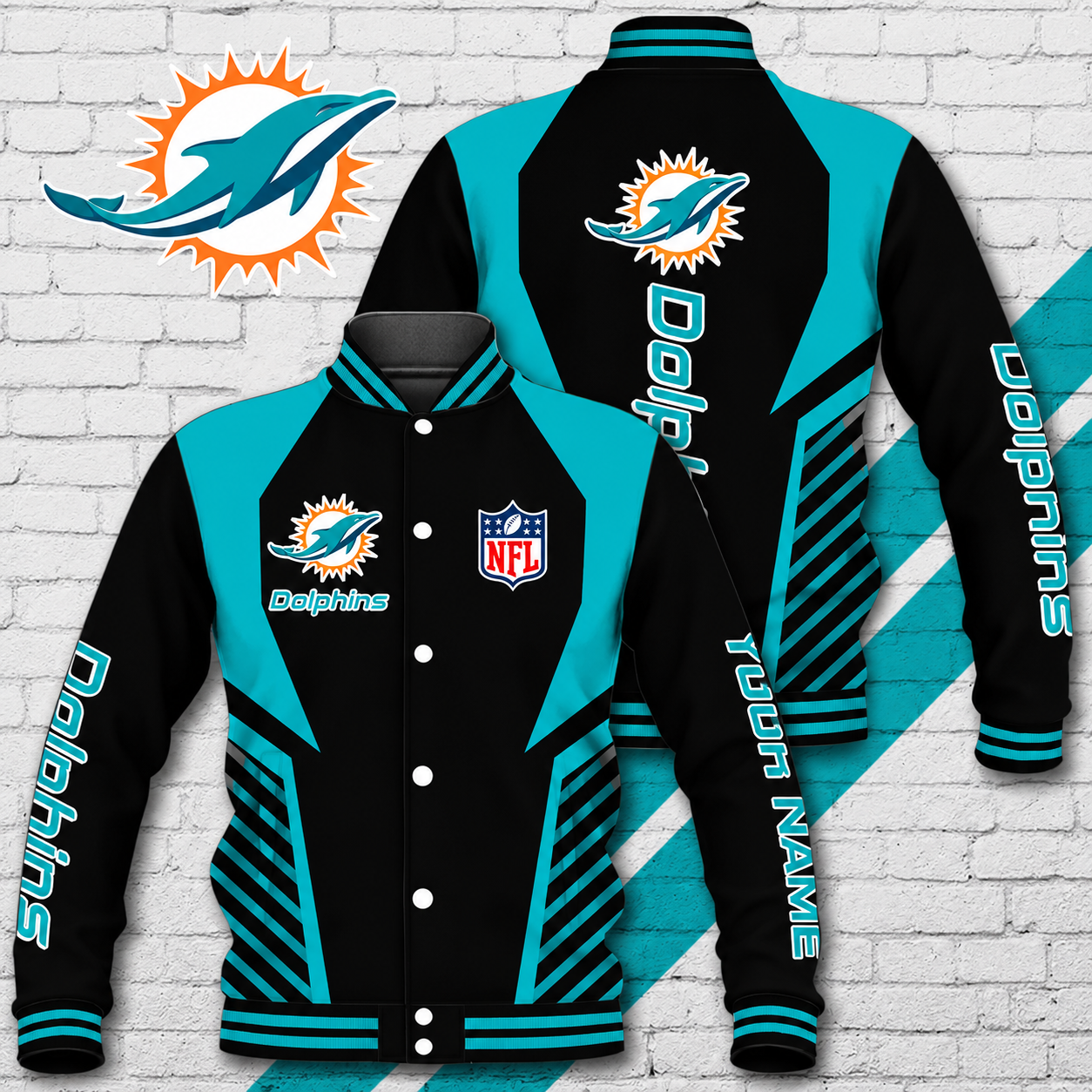 LIMITED EDITION - NEW CUSTOMIZED NFL19 MDP MIAMI DOLPHINS SATIN VARSITY & BASEBALL JACKET