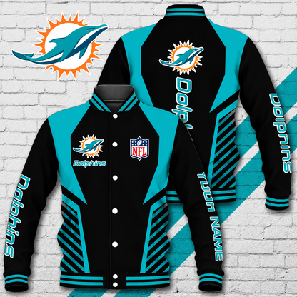 LIMITED EDITION - NEW CUSTOMIZED NFL19 MDP MIAMI DOLPHINS SATIN VARSITY & BASEBALL JACKET
